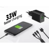 Conceptronic 2-Port 33W GaN USB PD Charger z kablem 3-w-1, USB-C x 1, USB-A x 1, QC 3.0, PPS