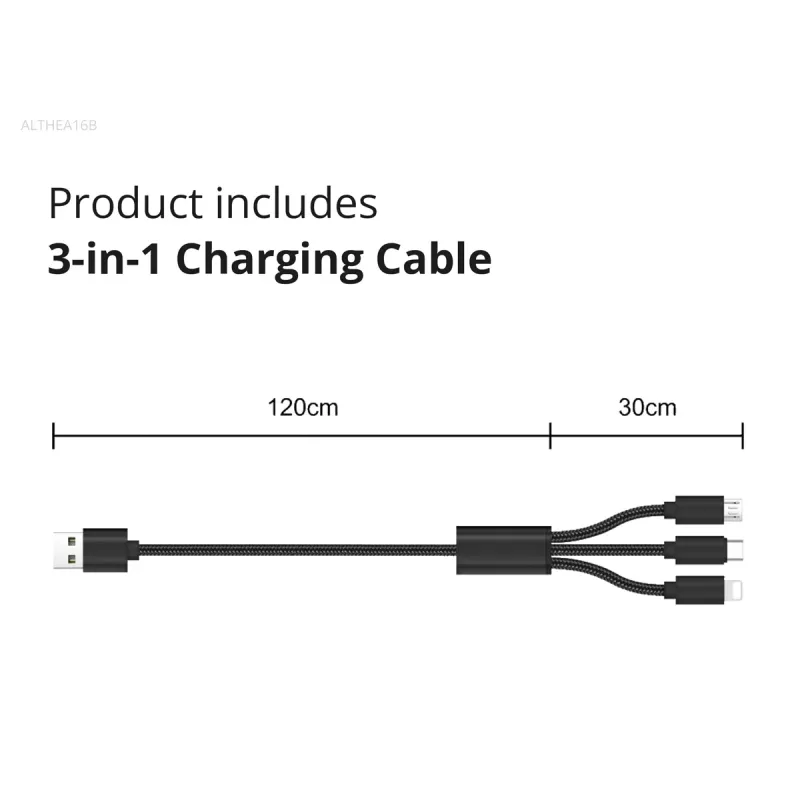 Conceptronic 2-Port 33W GaN USB PD Charger z kablem 3-w-1, USB-C x 1, USB-A x 1, QC 3.0, PPS