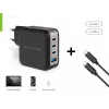 Ładowarka Conceptronic 4-portowa 100 W GaN USB PD z kablem ładującym USB-C, USB-C x 3, USB-A x 1, QC 3.0, PPS