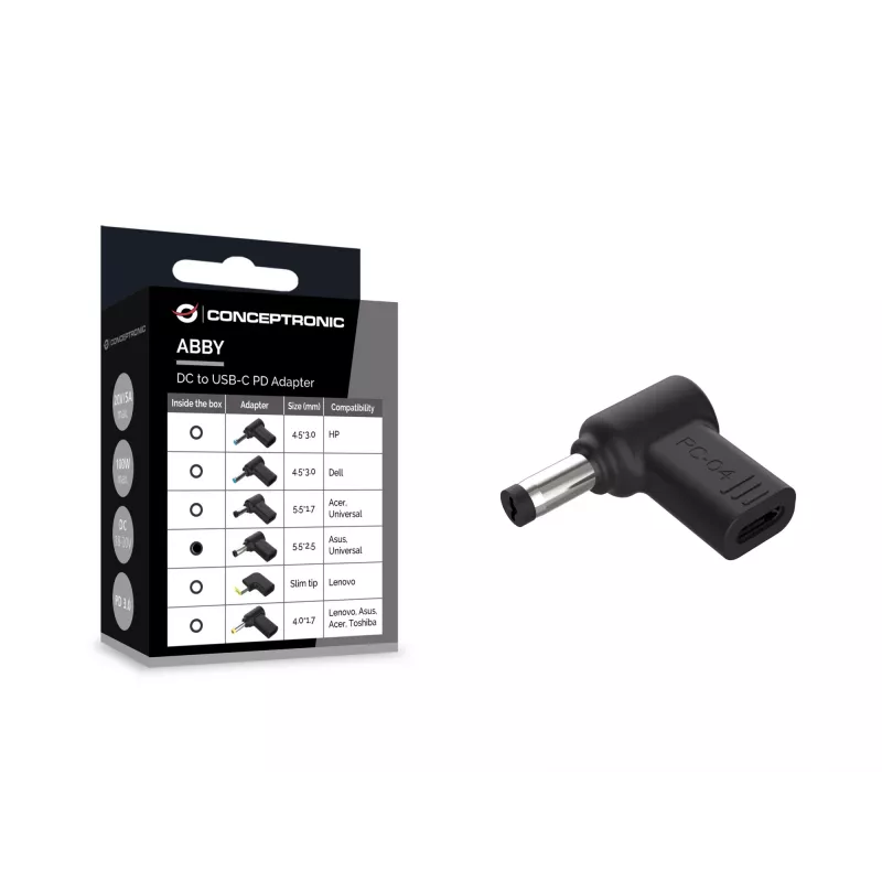 DC do USB-C Adapter Conceptronic ABBY15PC04, Asus/Universal 5,5x2,5mm, 18-20V