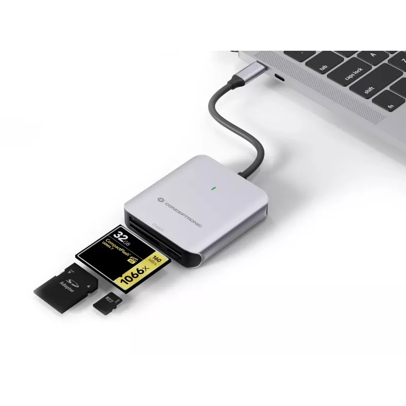 Conceptronic BIAN09G 3-w-1 Czytnik kart USB 3.2 Gen 2, CFast 2.0, SD TF/MicroSD 4.0, UHS-II