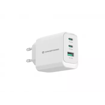 Conceptronic ALTHEA21W65 3-portowa ładowarka USB PD 65 W z GaN, 2 x USB-C, 1 x USB-A, QC 3.0, PPS, PD 3.0
