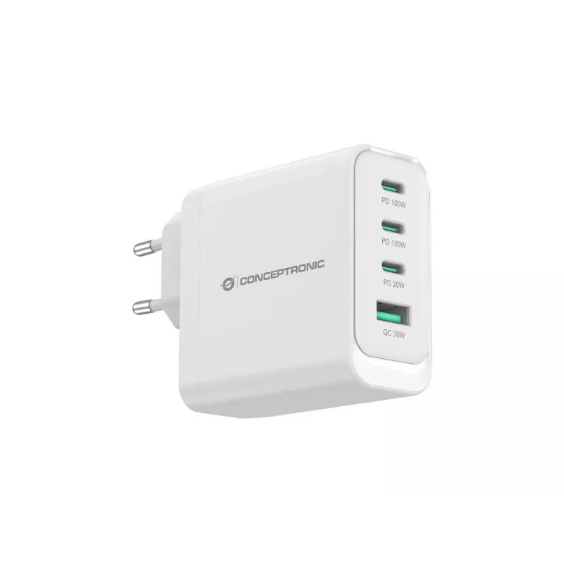 Conceptronic ALTHEA22W100 4-Portowa ładowarka USB PD 100W GaN, USB-C x 3, USB-A x 1, QC 3.0, PPS, PD 3.0