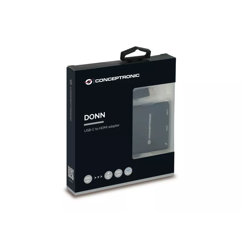 Stacja dokująca/replikator portów do laptopa Conceptronic DONN01B USB 3.2 Gen 1 (3.1 Gen 1) Type-C Czarny