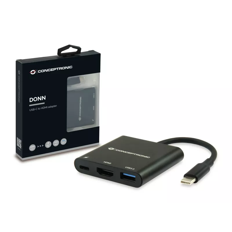 Stacja dokująca/replikator portów do laptopa Conceptronic DONN01B USB 3.2 Gen 1 (3.1 Gen 1) Type-C Czarny