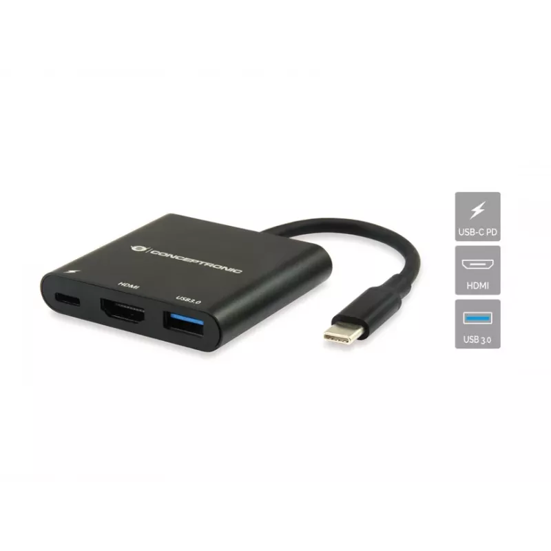 Stacja dokująca/replikator portów do laptopa Conceptronic DONN01B USB 3.2 Gen 1 (3.1 Gen 1) Type-C Czarny