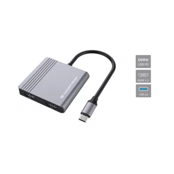 Conceptronic DONN13G stacja dokująca/replikator portów do laptopa Przewodowa USB 3.2 Gen 1 (3.1 Gen 1) Type-C Szary