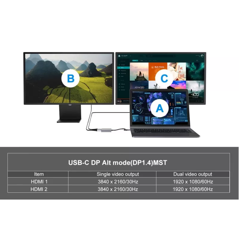 Conceptronic DONN13G stacja dokująca/replikator portów do laptopa Przewodowa USB 3.2 Gen 1 (3.1 Gen 1) Type-C Szary