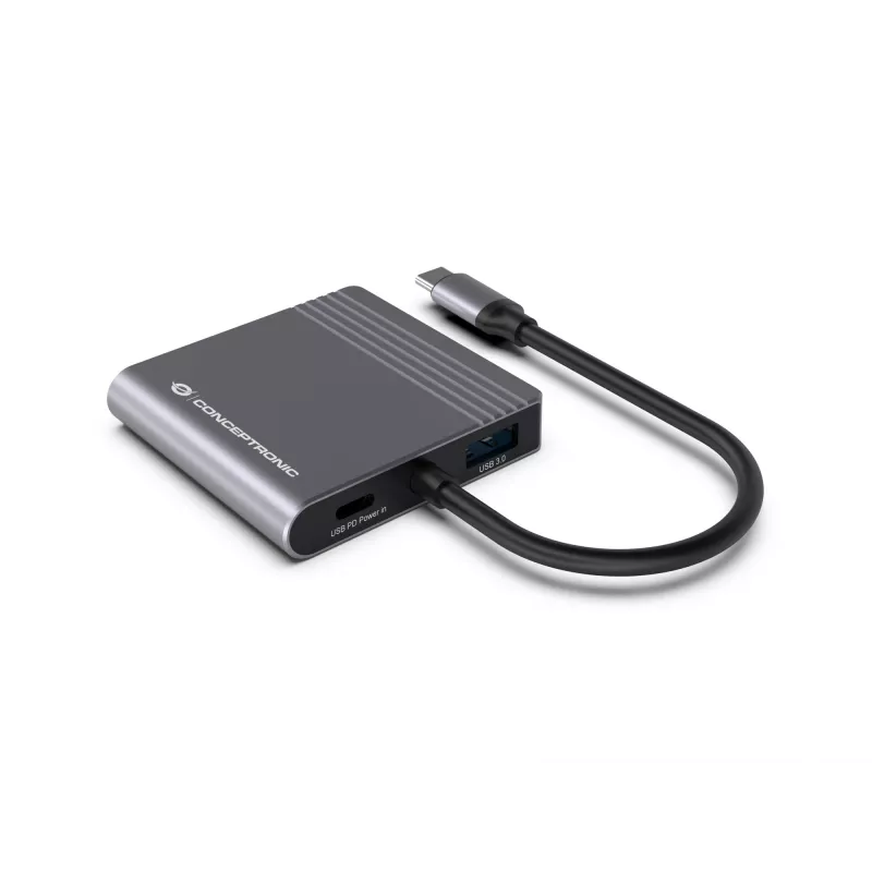 Conceptronic DONN13G stacja dokująca/replikator portów do laptopa Przewodowa USB 3.2 Gen 1 (3.1 Gen 1) Type-C Szary
