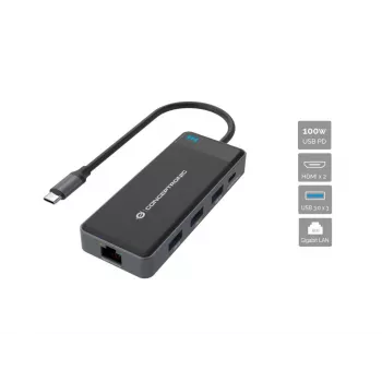 Conceptronic DONN14G stacja dokująca/port replikator do laptopa Przewodowa USB 3.2 Gen 1 (3.1 Gen 1) Type-C Szary