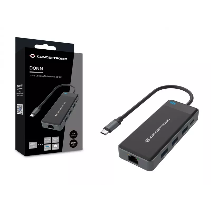 Conceptronic DONN14G stacja dokująca/port replikator do laptopa Przewodowa USB 3.2 Gen 1 (3.1 Gen 1) Type-C Szary