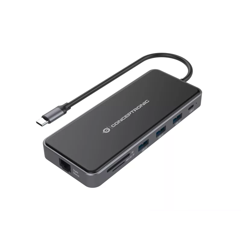 Conceptronic DONN15G stacja dokująca/replikator portów do laptopa Przewodowa USB 3.2 Gen 1 (3.1 Gen 1) Type-C Szary