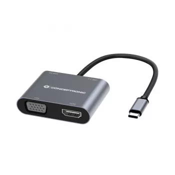 Conceptronic DONN16G Przewodowa stacja dokująca USB 3.2 Gen 1 Type-C Szary 100W 4K Ultra HD
