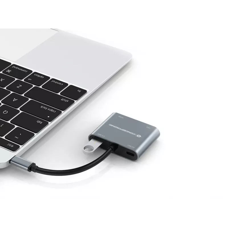 Conceptronic DONN16G Przewodowa stacja dokująca USB 3.2 Gen 1 Type-C Szary 100W 4K Ultra HD