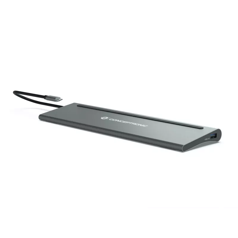 Conceptronic DONN17G stacja dokująca/replikator portów do laptopa Przewodowa USB 3.2 Gen 1 (3.1 Gen 1) Type-C Szary