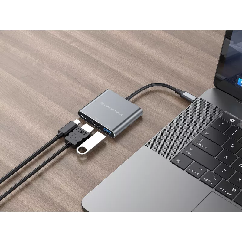Conceptronic DONN18G 3-w-1 stacja dokująca USB 3.2 Gen 1, HDMI, USB 3.0, 100W USB PD