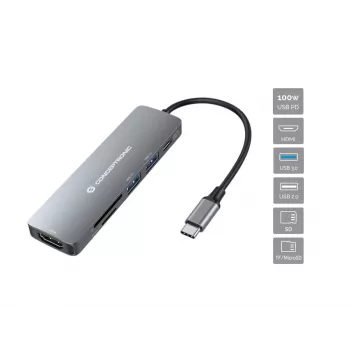 Conceptronic DONN11G 6-w-1 Stacja dokująca USB 3.2 Gen 1, HDMI, 100W USB PD, USB 3.0, USB 2.0, SD, TF/MicroSD