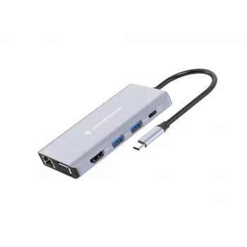 Conceptronic DONN20G 10-w-1 stacja dokująca USB 3.2 Gen 1, HDMI, VGA, USB-A 3.0 x 3, SD, TF/MicroSD, Audio, GbE LAN, 100W USB PD