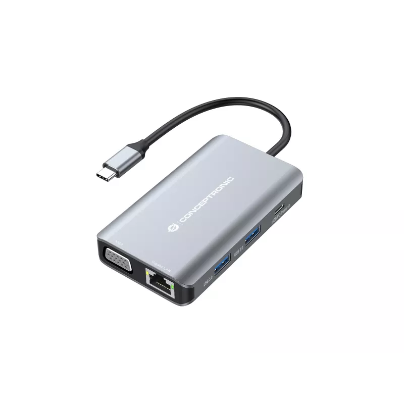 Conceptronic DONN21G stacja dokująca/replikator portów do laptopa Przewodowa USB 3.2 Gen 1 (3.1 Gen 1) Type-C Szary