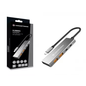 Conceptronic HUBBIES15G hub interfejsowy USB 3.2 Gen 2 (3.1 Gen 2) Type-C 10000 Mbit/s Szary