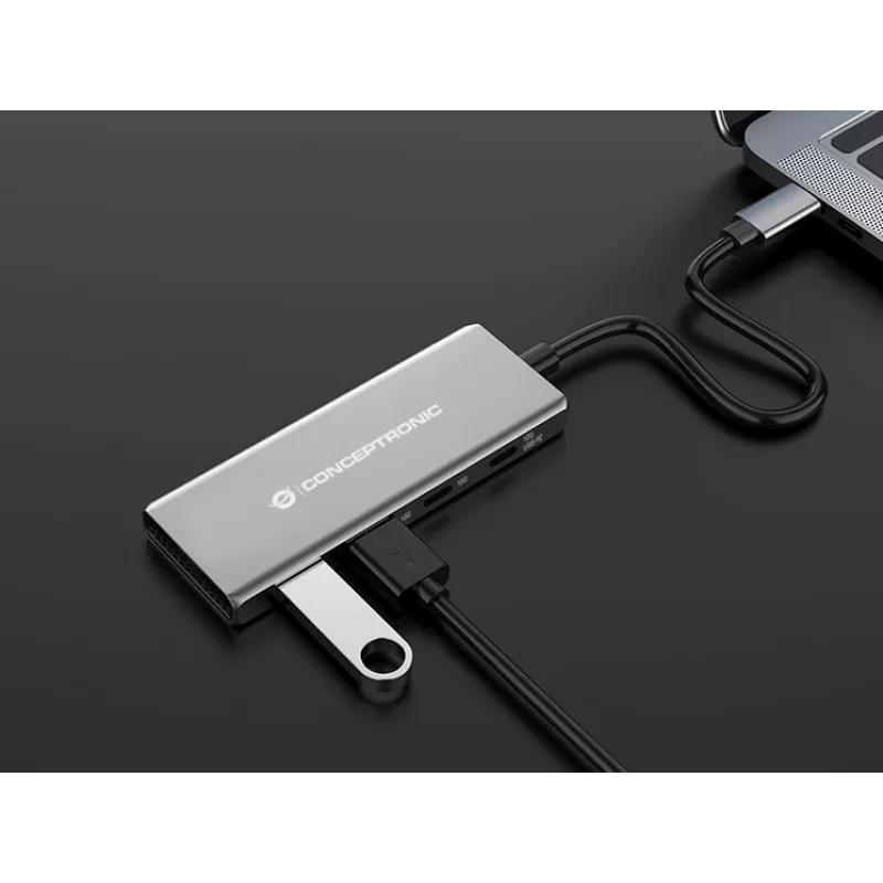 Conceptronic HUBBIES15G hub interfejsowy USB 3.2 Gen 2 (3.1 Gen 2) Type-C 10000 Mbit/s Szary