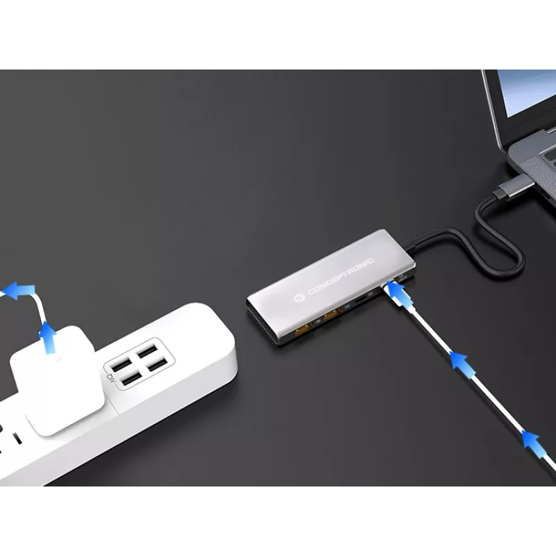 Conceptronic HUBBIES15G hub interfejsowy USB 3.2 Gen 2 (3.1 Gen 2) Type-C 10000 Mbit/s Szary