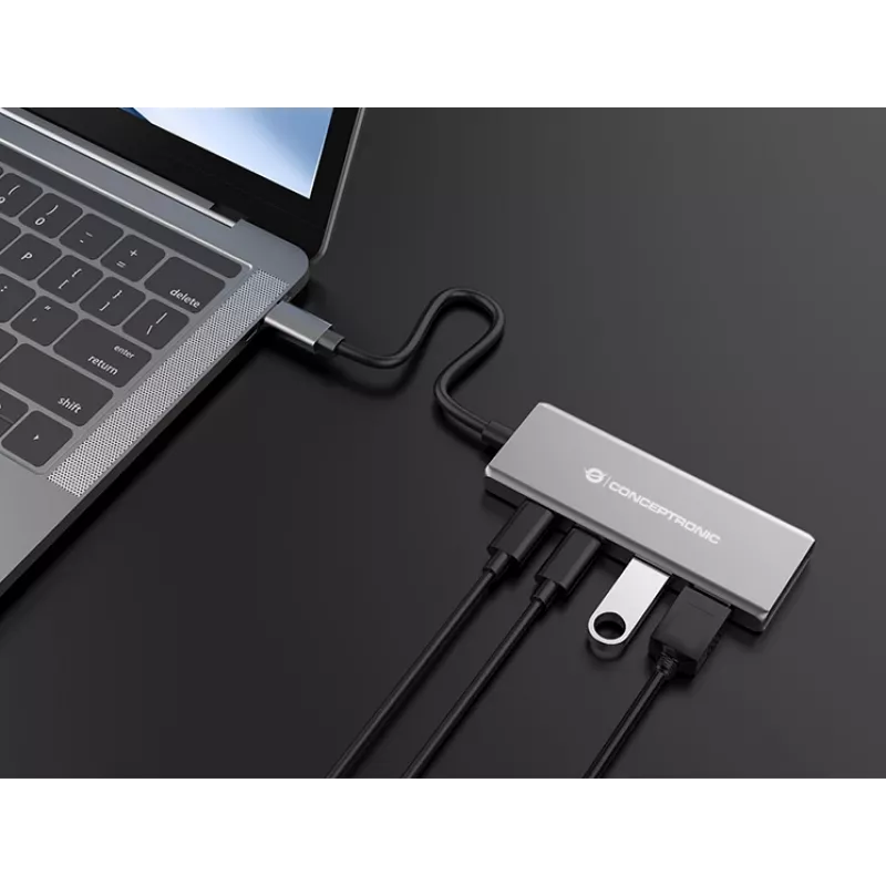 Conceptronic HUBBIES15G hub interfejsowy USB 3.2 Gen 2 (3.1 Gen 2) Type-C 10000 Mbit/s Szary