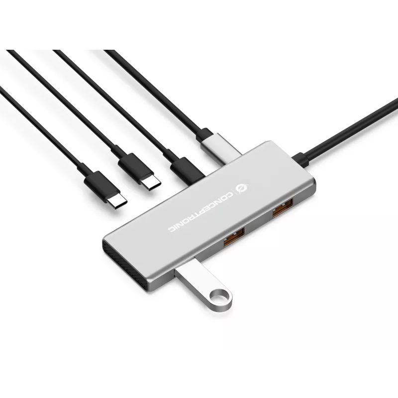 Koncentrator interfejsu Conceptronic HUBBIES17G USB 3.2 Gen 2 (3.1 Gen 2) Type-C 10000 Mbit/s Szary