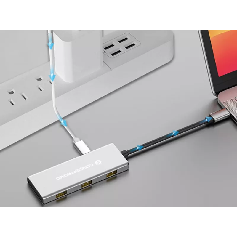 Koncentrator interfejsu Conceptronic HUBBIES17G USB 3.2 Gen 2 (3.1 Gen 2) Type-C 10000 Mbit/s Szary