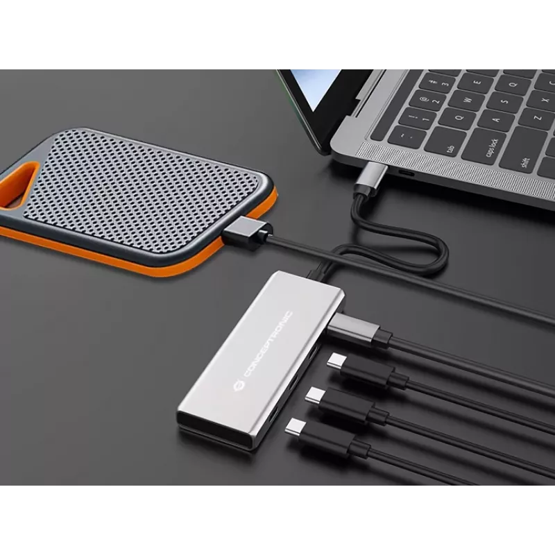Conceptronic HUBBIES16G hub interfejsowy USB 3.2 Gen 2 (3.1 Gen 2) Type-C 10000 Mbit/s Szary