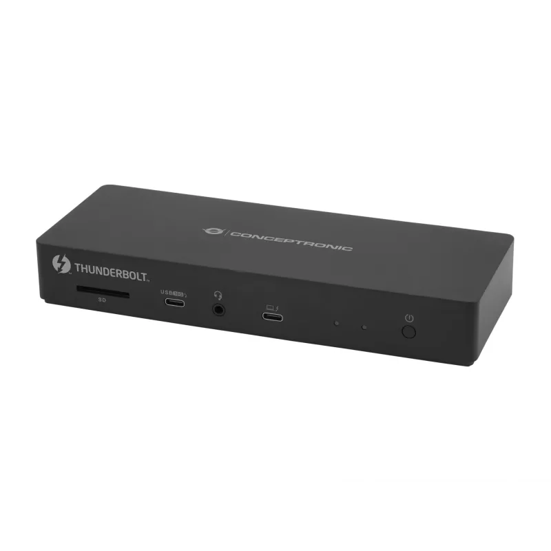 Conceptronic DONN30B 13-w-1 Stacja dokująca Thunderbolt 4, przewodowa, Thunderbolt 4, 96 W, 3,5 mm, 10,100,1000,2000,2500 Mbit/s, IEEE 802.3bz