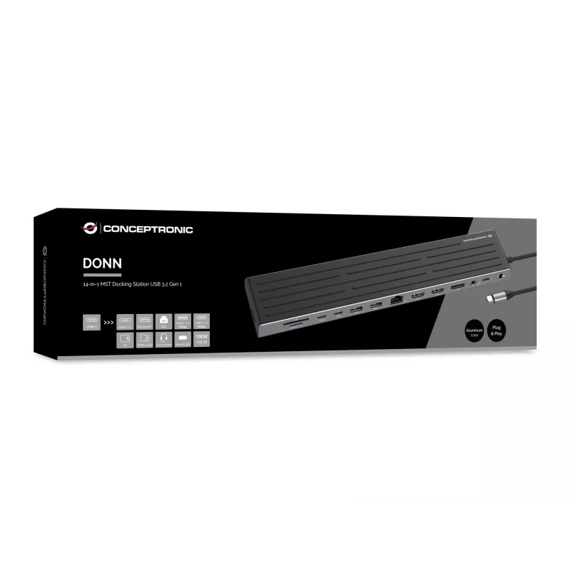 Stacja dokująca Conceptronic DONN32B 14-w-1 USB 3.2 Gen 1 HDMI DP