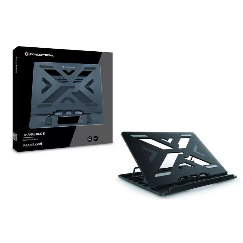 Stojak chłodzący do laptopa Conceptronic ERGO, czarny, do 39,6 cm (15,6 cala)