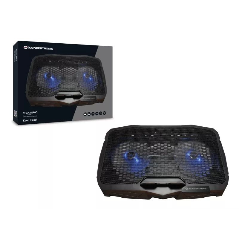 Conceptronic THANA07B podkładka chłodząca do laptopa 43,2 cm (17 cali) Czarna