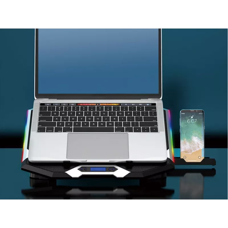 Podstawka chłodząca do laptopa gamingowego Conceptronic THYIA ERGO z 6 wentylatorami, 43,2 cm (17 cali), 6 szt., przyciski, szary, niebieski, zielony, czerwony, Chiny