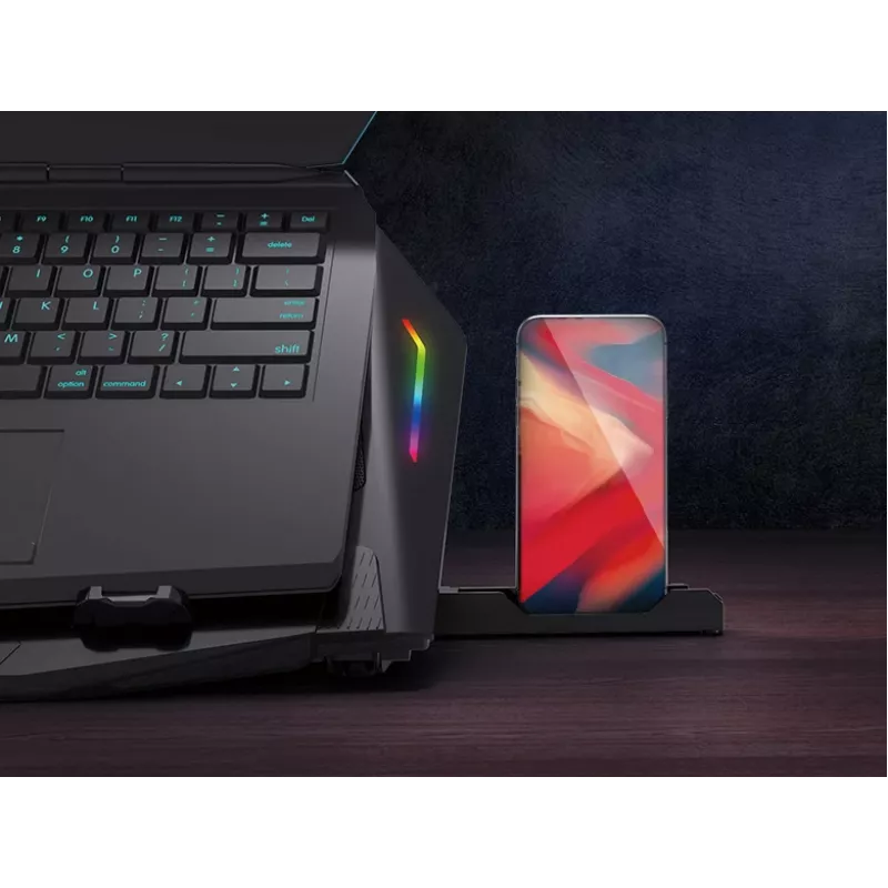 Conceptronic THYIA ERGO podstawka chłodząca pod laptopa gamingowa z 2 wentylatorami, 43,2 cm (17 cali), 2 szt., Przyciski, Czarny, Niebieski, Zielony, Czerwony, Chiny