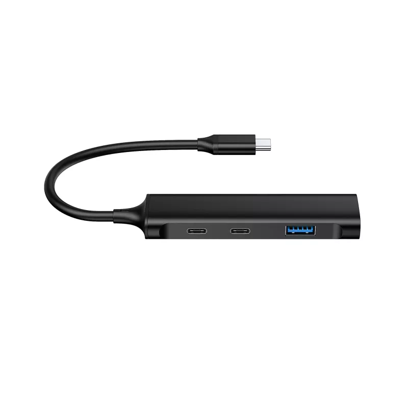 Conceptronic HUBBIES 4-portowy koncentrator USB 3.0, 2 porty USB-C i 2 porty USB-A, obudowa aluminiowa, złącze USB-C
