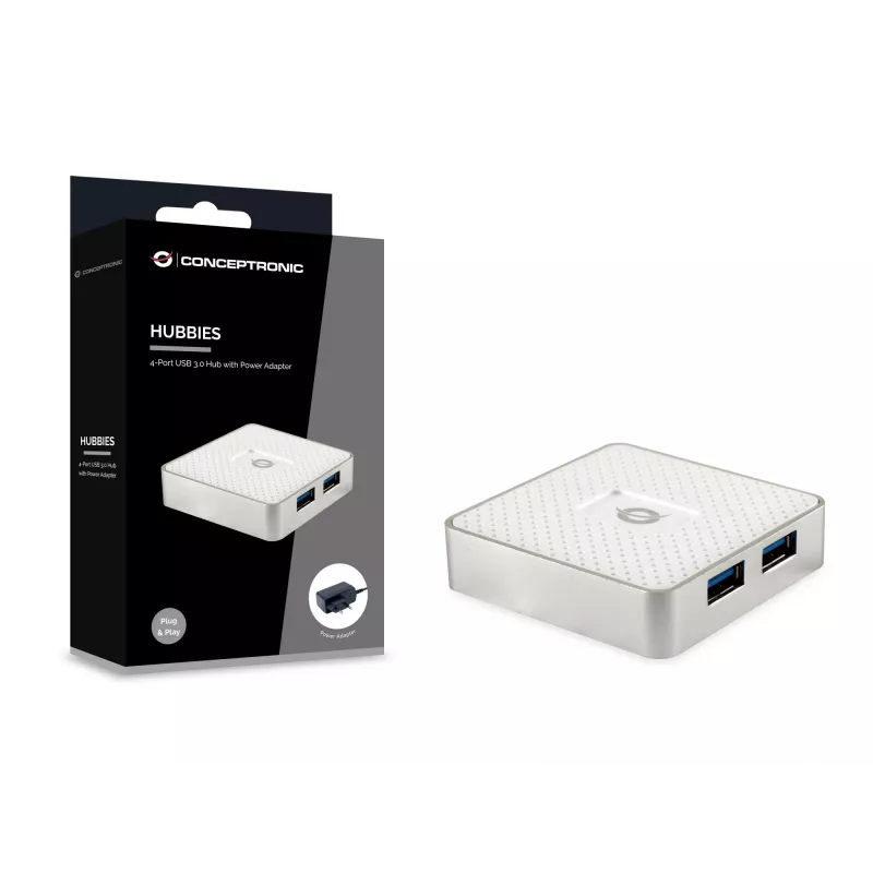 Conceptronic HUBBIES03W hub interfejsowy USB 3.2 Gen 1 (3.1 Gen 1) Micro-B 5000 Mbit/s Biały