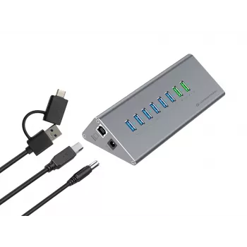 Conceptronic HUBBIES18G 10-w-1 60W USB 3.0 Hub Charger Combo, kabel 2-w-1 USB-C USB-A, USB 3.2 Gen 1
