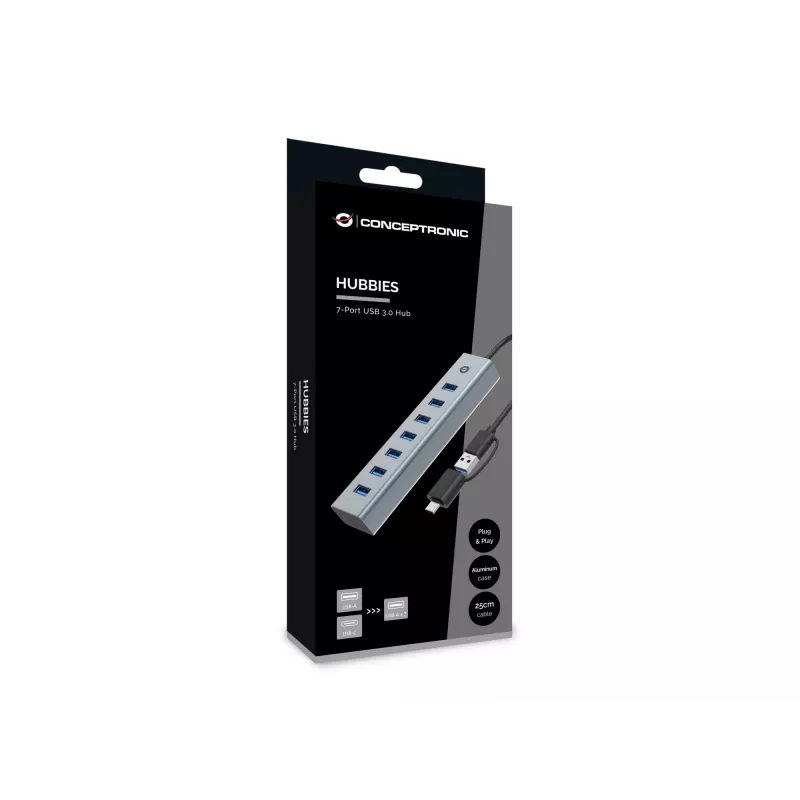 Conceptronic HUBBIES21G 7-Port USB 3.0 Hub, 5Gbps, USB-A x 7