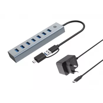 Conceptronic HUBBIES21GP 7-portowy hub USB 3.0 z zasilaczem, 5 Gb/s, USB-A x 7