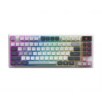 Klawiatura MSI FORGE GK600 TKL WIRELESS SKY — Bezprzewodowa, tenkeyless, mechaniczna, USB + Bluetooth, QWERTY UK English, RGB, niebiesko-biała