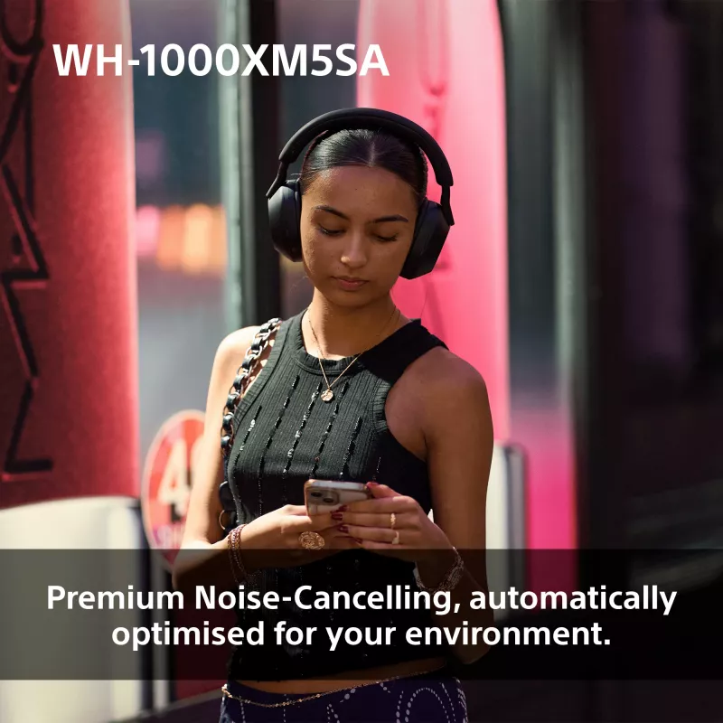 Słuchawki Sony WH-1000XM5SA przewodowe i bezprzewodowe, nauszne, muzyczne, USB Type-C, Bluetooth, czarne