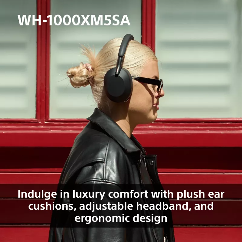 Słuchawki Sony WH-1000XM5SA przewodowe i bezprzewodowe, nauszne, muzyczne, USB Type-C, Bluetooth, czarne
