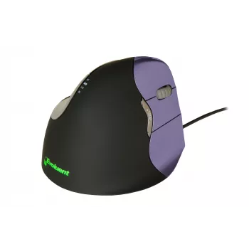 BakkerElkhuizen Evoluent 4 Mała, Praworęczna, Konstrukcja pionowa, Laser, USB Type-A, 2600 DPI, Czarny, Fioletowy