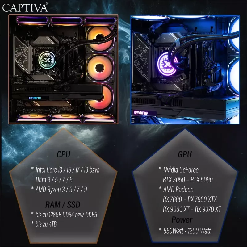 PC CAPTIVA Highend Gaming I90-064 i9-14900KF 64GB 2TB RTX5070 Windows 11
