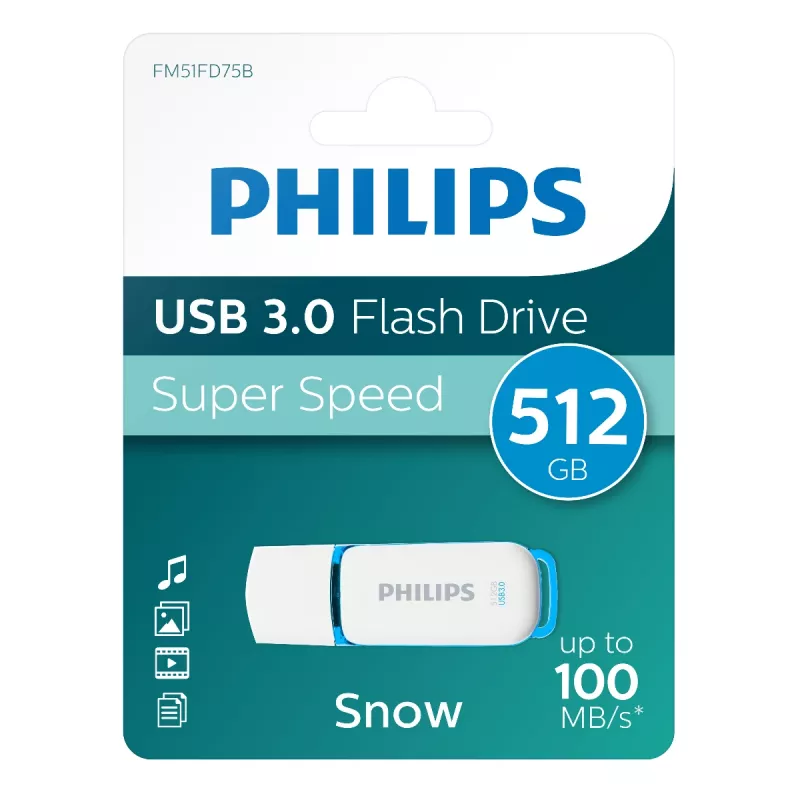 Pamięć USB Philips FM51FD75B 512 GB, USB Typ-A, USB 3.2 Gen 1 (3.1 Gen 1), biały