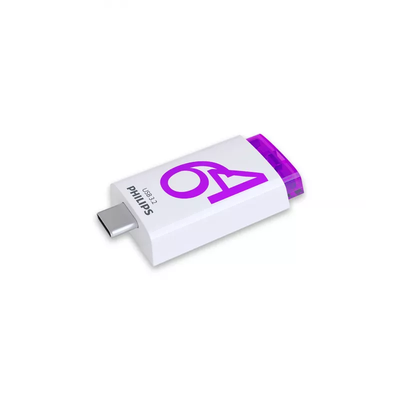 Philips Click pamięć USB 64 GB USB typu C 3.2 Gen 1 (3.1 Gen 1) fioletowy, biały