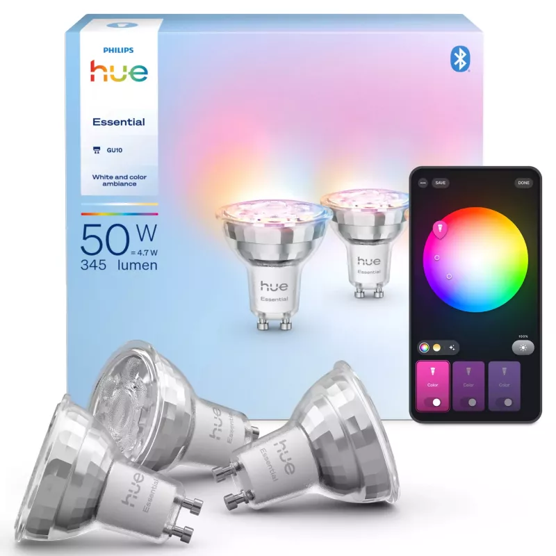 Philips Hue biały and colour ambience Essential GU10 – inteligentny spotlight – 345 lm – 4,7 W – 3 szt.