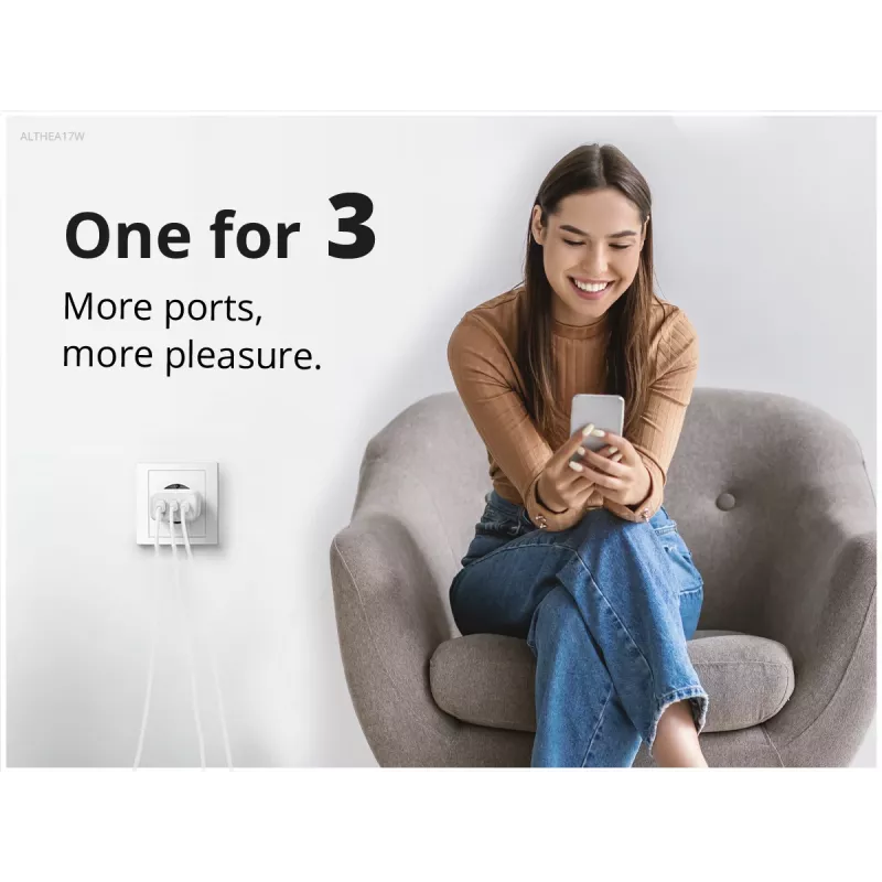 Ładowarka Conceptronic 3-portowa 67W GaN USB PD z kablem ładującym USB-C, USB-C x 2, USB-A x 1, QC 3.0, PPS